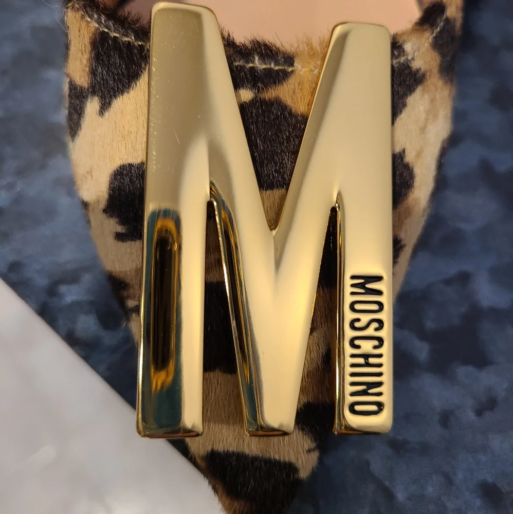 MOSCHINO WOMEN'S CALF HAIR LEOPARD SHOES NEW WITHOUT BOX EU 38 - Picture 3 of 7